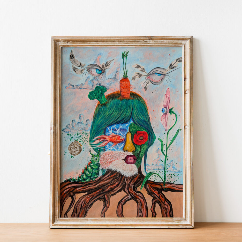 Surreal Girl painting framed
