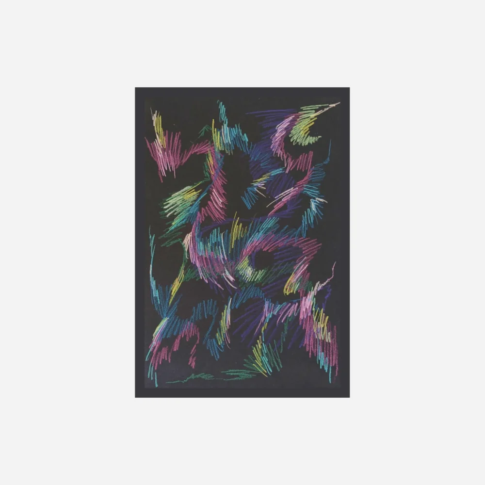 abstract artwork with coloured crayons
